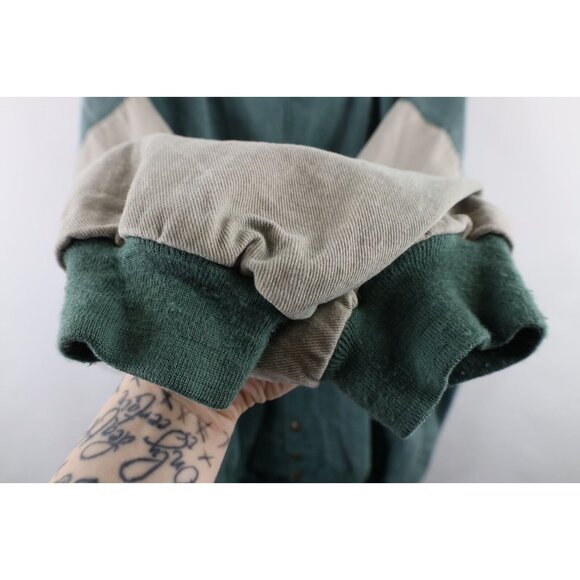 Vintage 90s Streetwear Mens XL Faded Color Block Denim Varsity Jacket Bomber USA - Picture 6 of 14